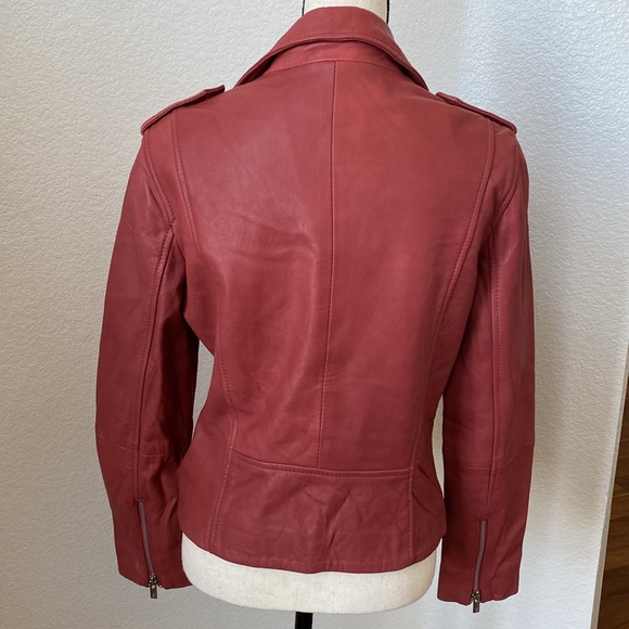 MANGO Women's Leather Biker Moto Jacket Size Medium - Picture 6 of 10